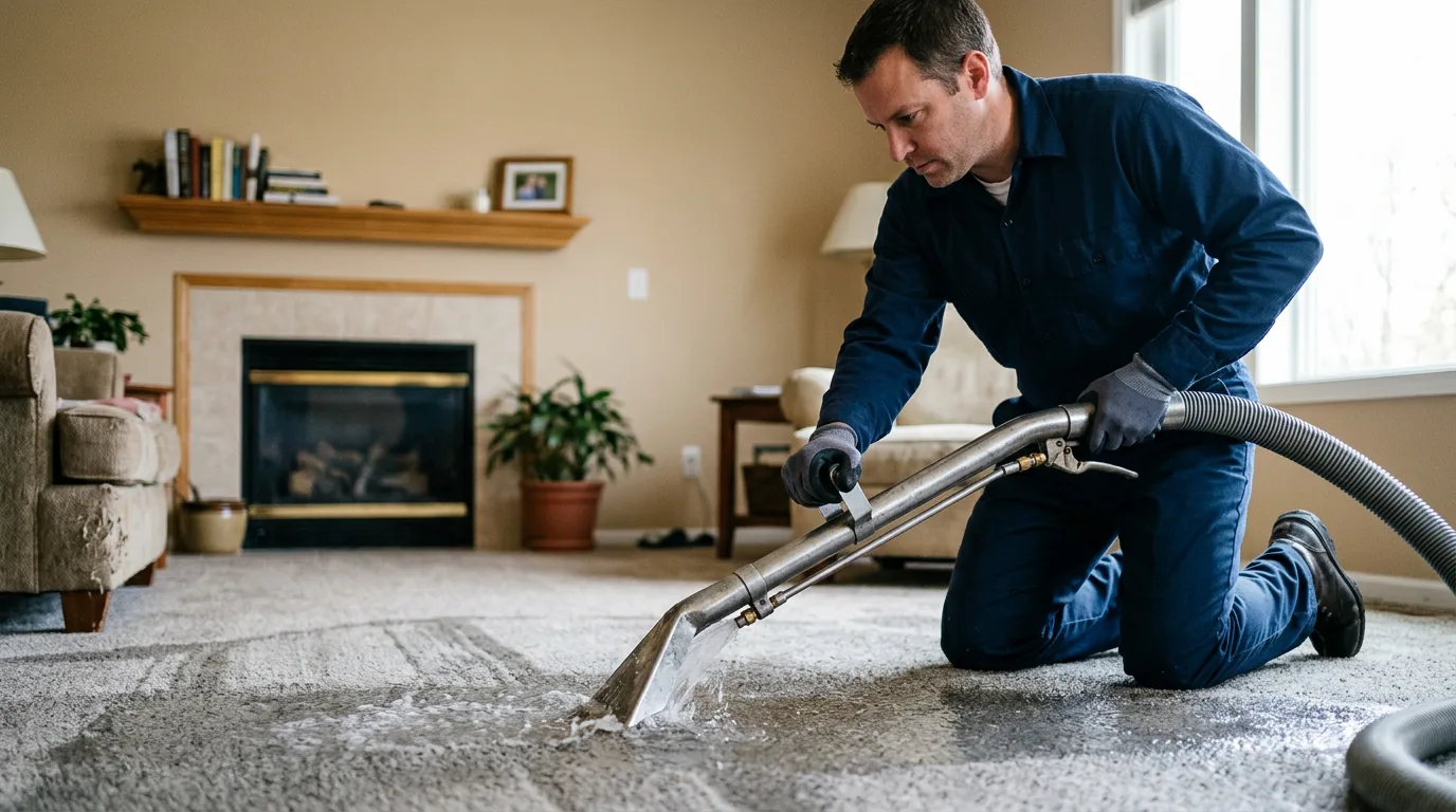 Water damage restoration technician working near Carbondale, KS